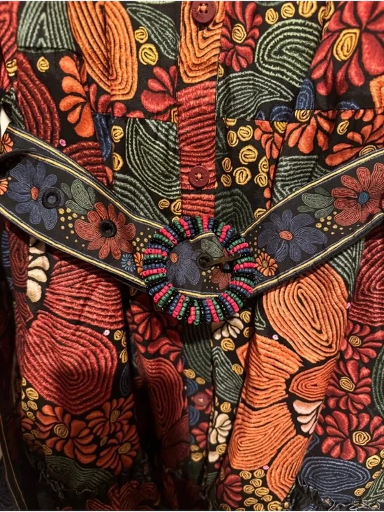 FARM Rio Black Floral Embroidered Mini Dress with Multicolor Stitching - Picture 3 of 5